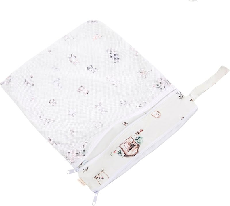 Ali+Oli Water Resistant Dual-Compartment Wet-Dry Bag for Travel, Hook to Stroller, Daycare, Diapers, Diaper Bag, Clutch Bag,15x12 inches (Woodlands) - Image 4